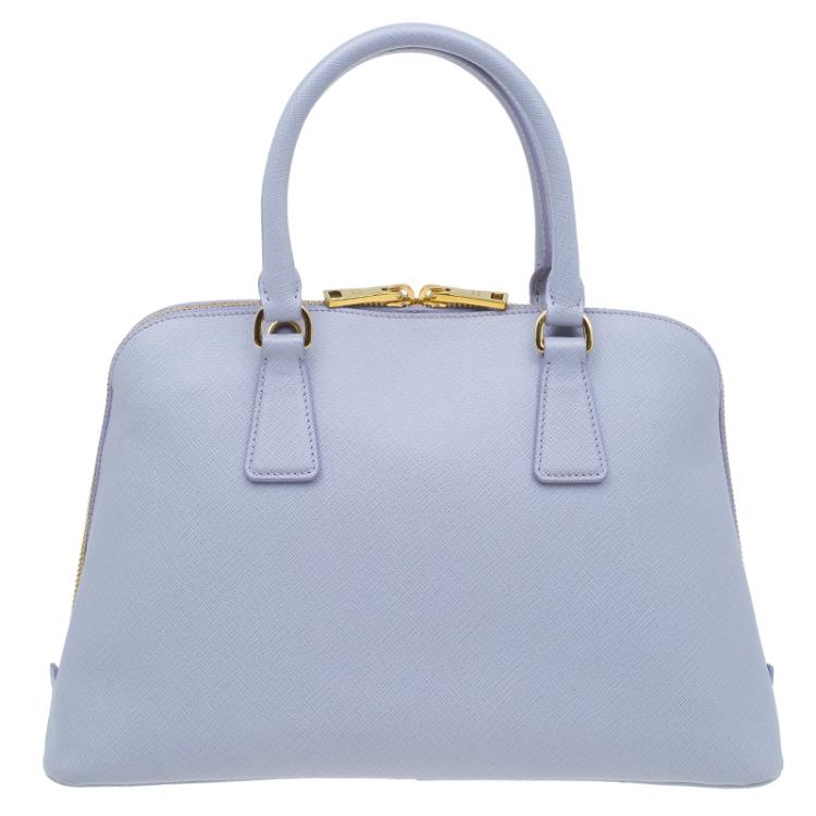 Pre Owned Prada Lilac Saffiano Lux Leather Medium Vernice Promenade Top Handle Bag