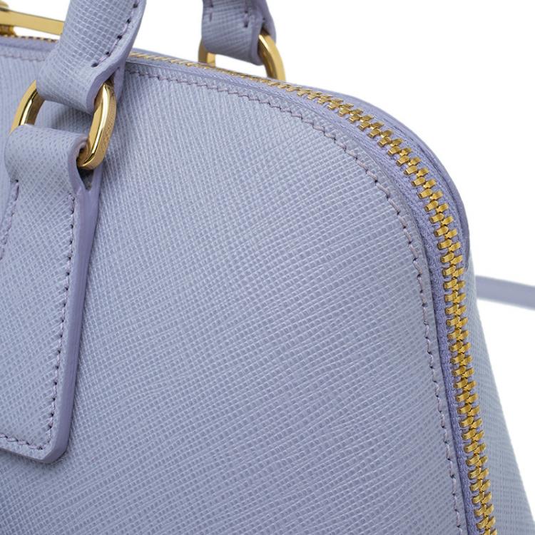 Pre Owned Prada Lilac Saffiano Lux Leather Medium Vernice Promenade Top Handle Bag
