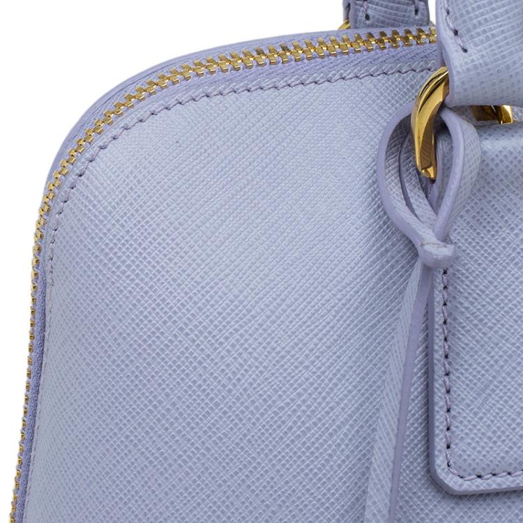 Pre Owned Prada Lilac Saffiano Lux Leather Medium Vernice Promenade Top Handle Bag