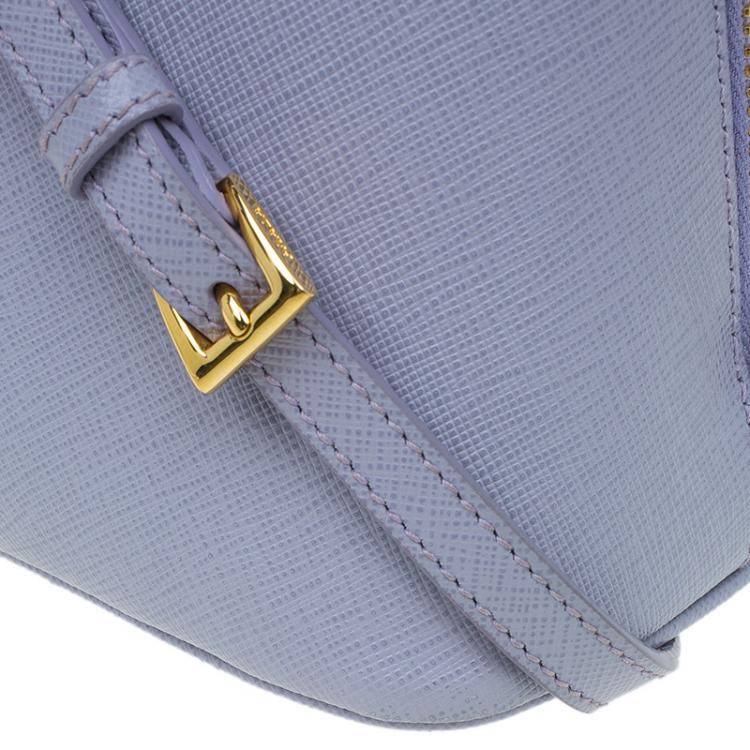 Pre Owned Prada Lilac Saffiano Lux Leather Medium Vernice Promenade Top Handle Bag