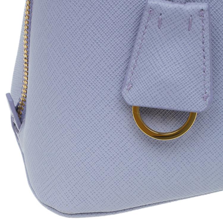 Pre Owned Prada Lilac Saffiano Lux Leather Medium Vernice Promenade Top Handle Bag
