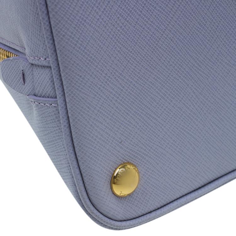 Pre Owned Prada Lilac Saffiano Lux Leather Medium Vernice Promenade Top Handle Bag