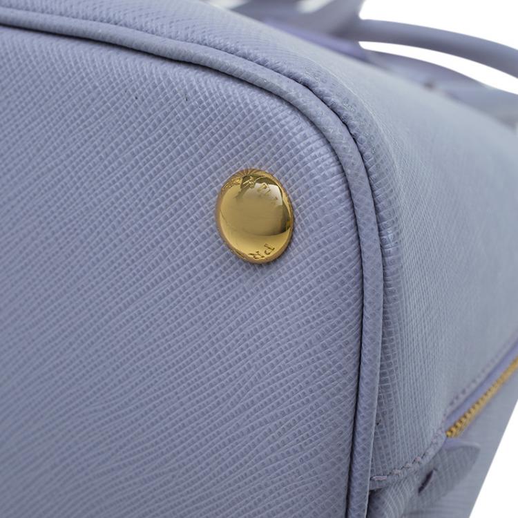 Pre Owned Prada Lilac Saffiano Lux Leather Medium Vernice Promenade Top Handle Bag