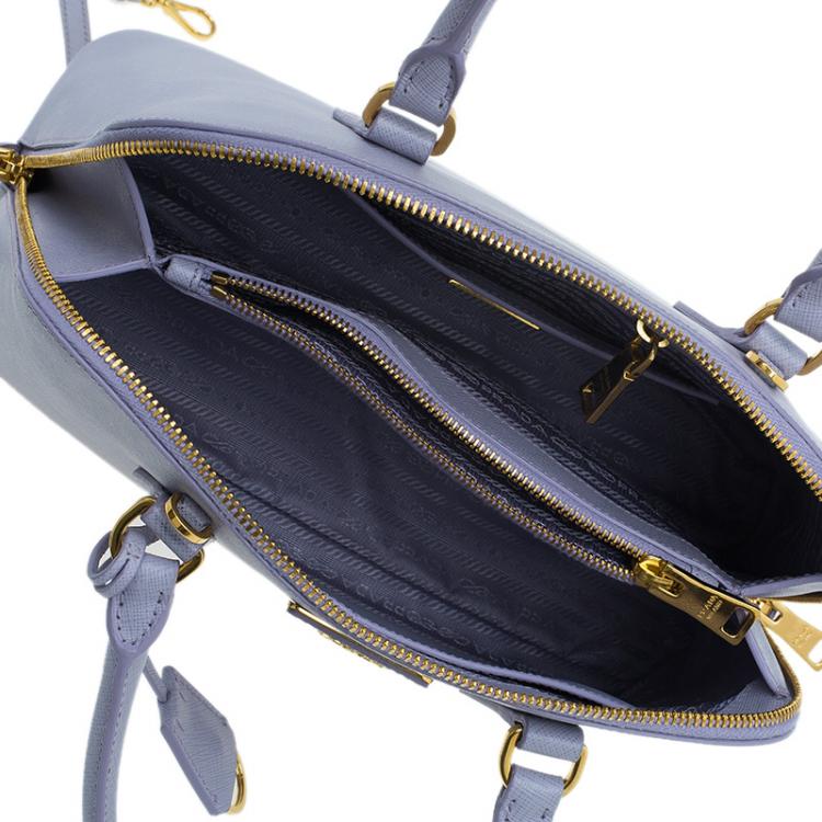 Pre Owned Prada Lilac Saffiano Lux Leather Medium Vernice Promenade Top Handle Bag
