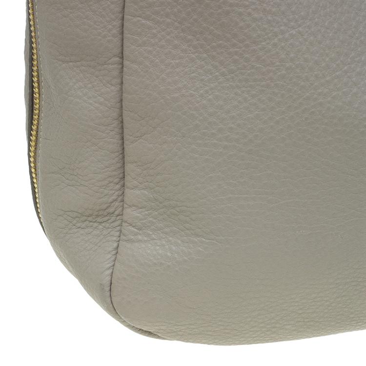 Pre Owned Prada Beige Vitello Daino Double Zip Pocket Hobo