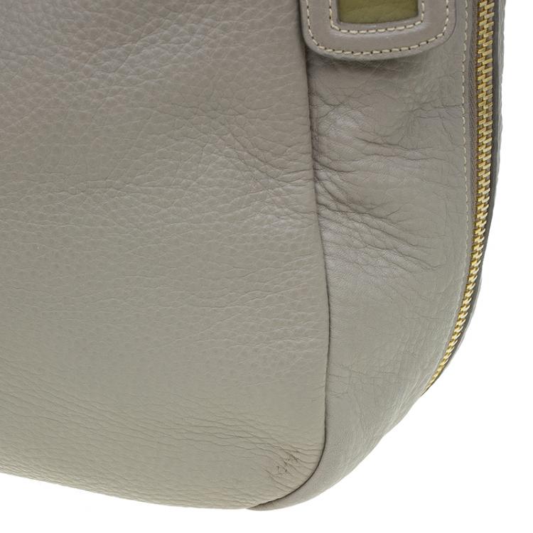 Pre Owned Prada Beige Vitello Daino Double Zip Pocket Hobo