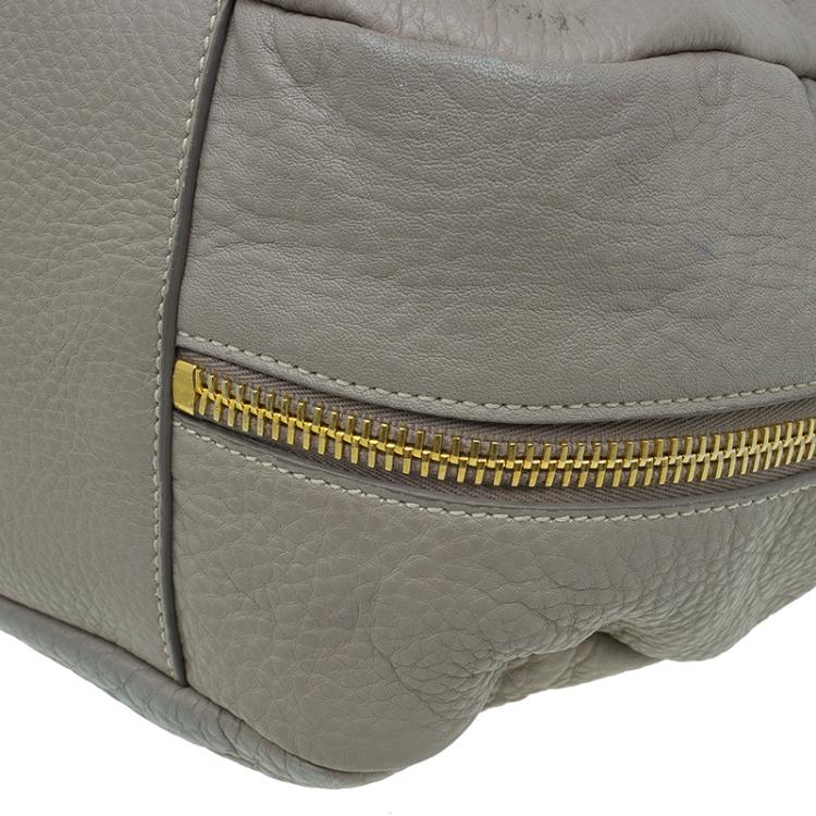 Pre Owned Prada Beige Vitello Daino Double Zip Pocket Hobo