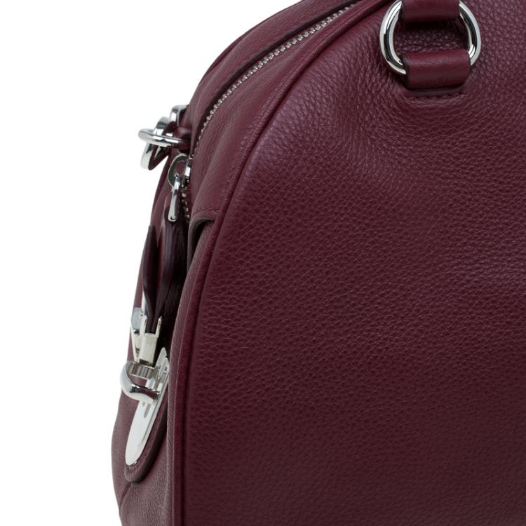Pre Owned Prada Burgundy Vitello Daino Leather Bowling Bag