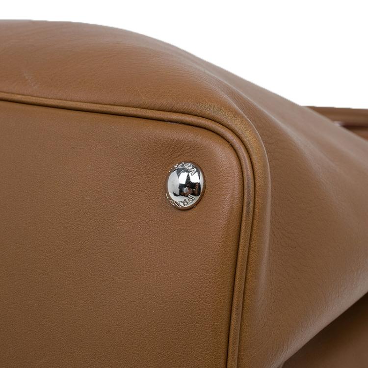 Pre Owned Prada Brown City Calf Leather Double Handle Tote
