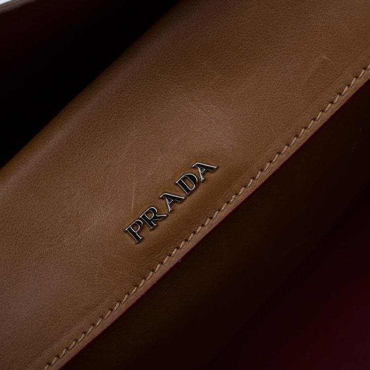Pre Owned Prada Brown City Calf Leather Double Handle Tote