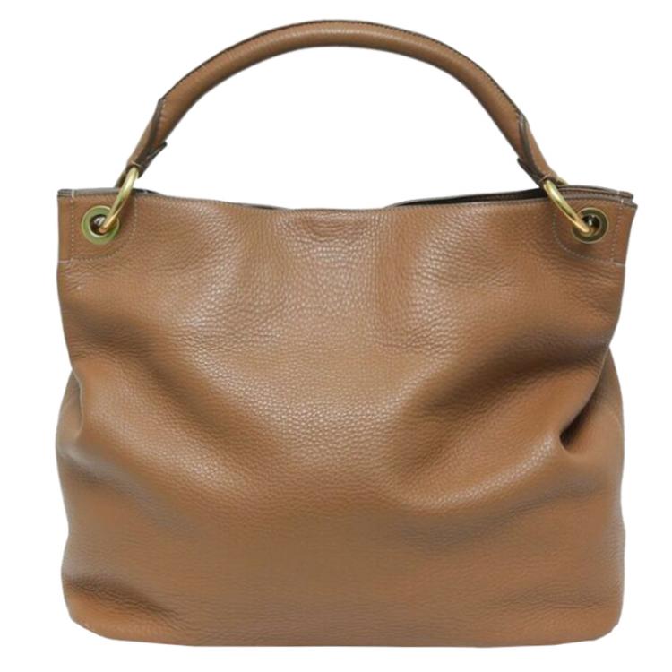 Pre Owned Prada Brown Vitello Daino Leather Hobo