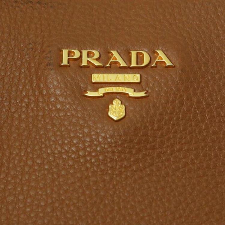 Pre Owned Prada Brown Vitello Daino Leather Hobo