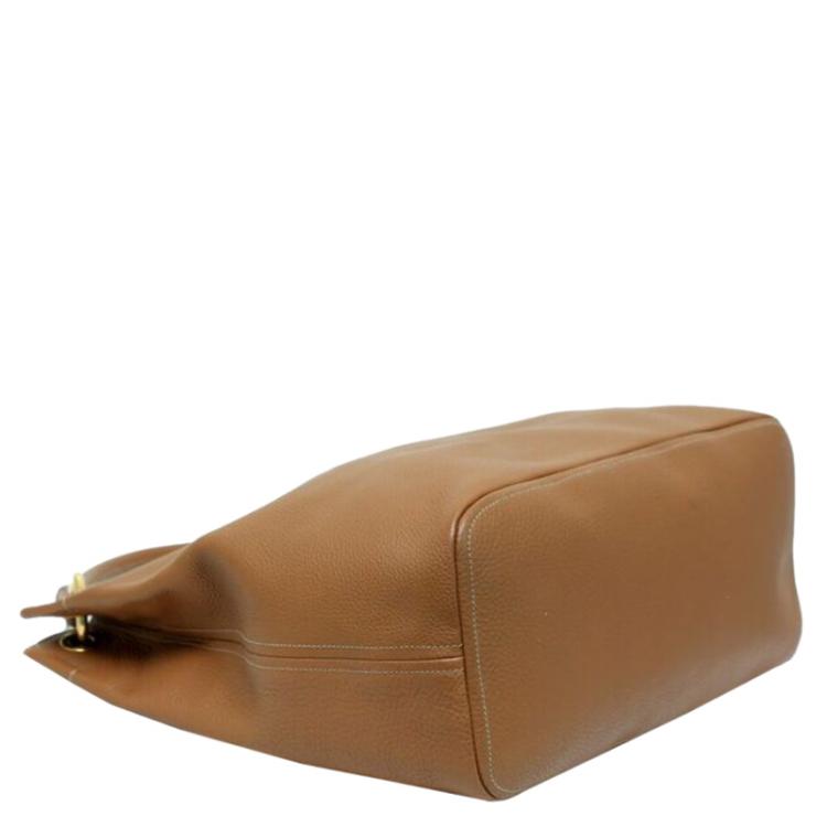 Pre Owned Prada Brown Vitello Daino Leather Hobo