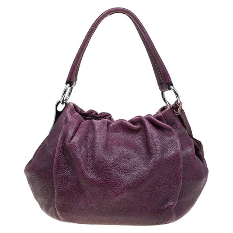 Pre Owned Prada Purple Deer Skin Leather Hobo