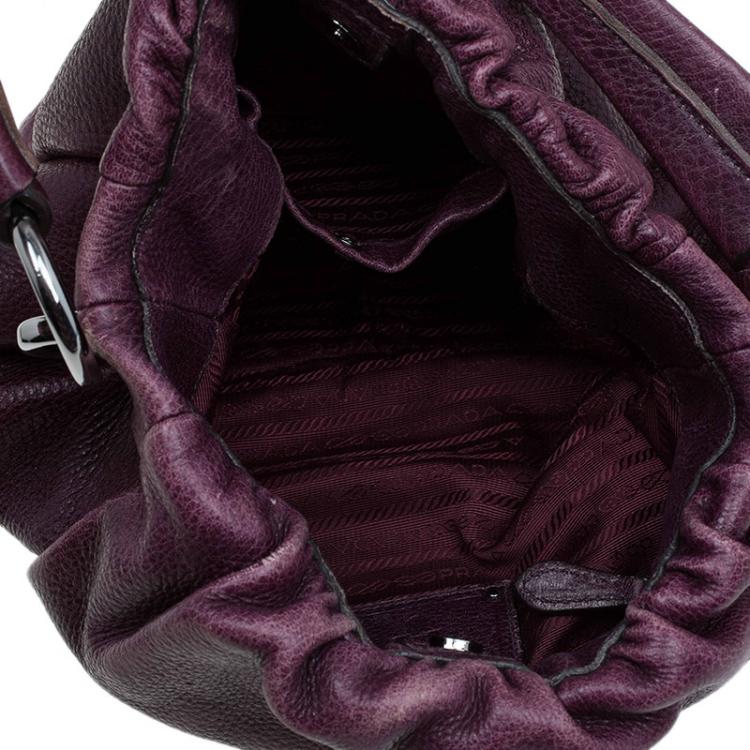 Pre Owned Prada Purple Deer Skin Leather Hobo