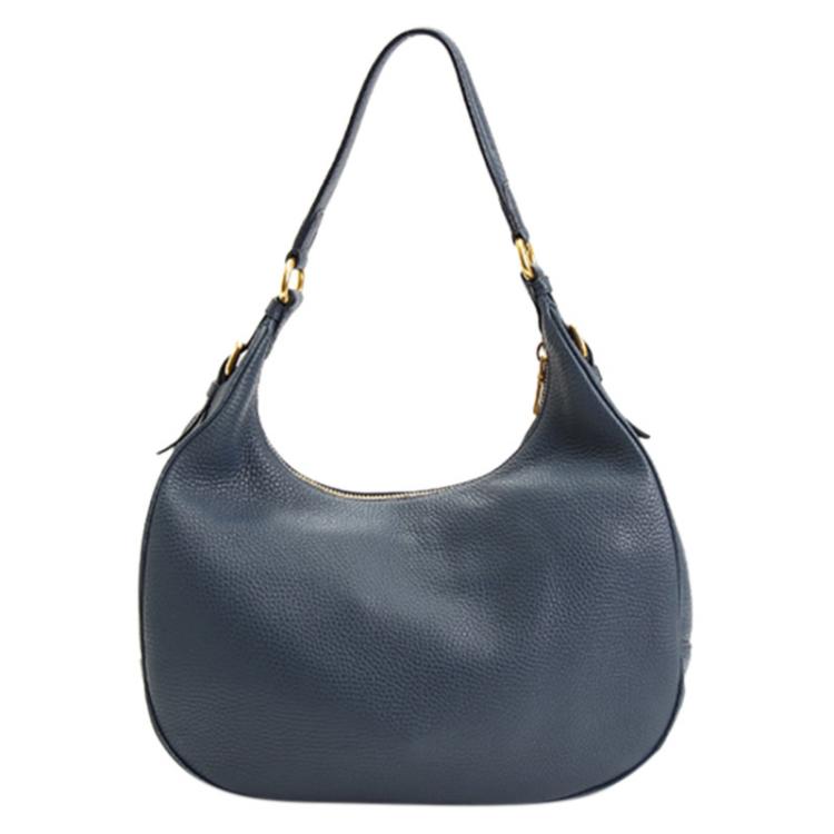 Pre Owned Prada Blue Vitello Daino Hobo Bag