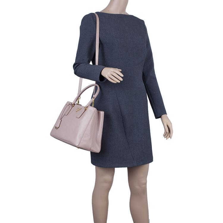 Prada Galleria Pink Leather Handbag () In Blue