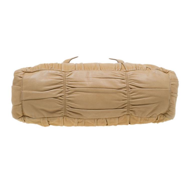 Pre Owned Prada Beige Nappa Gaufre Leather Satchel