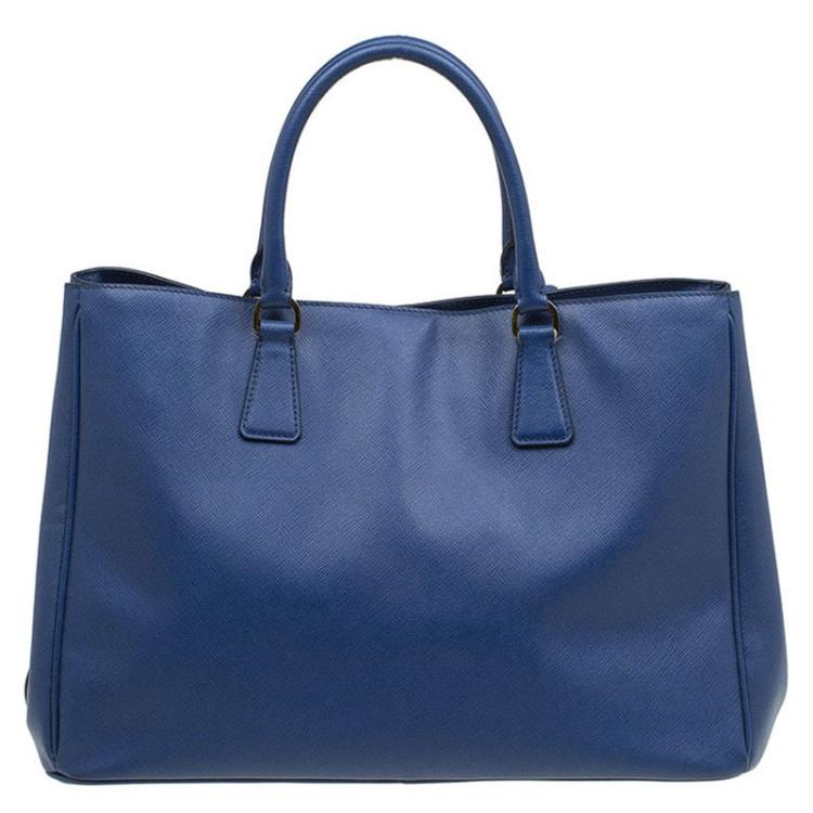 Pre Owned Prada Blue Saffiano Lux Leather Large Tote