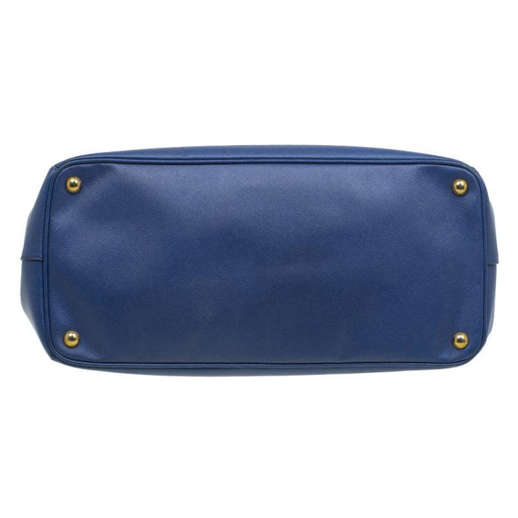 Pre Owned Prada Blue Saffiano Lux Leather Large Tote