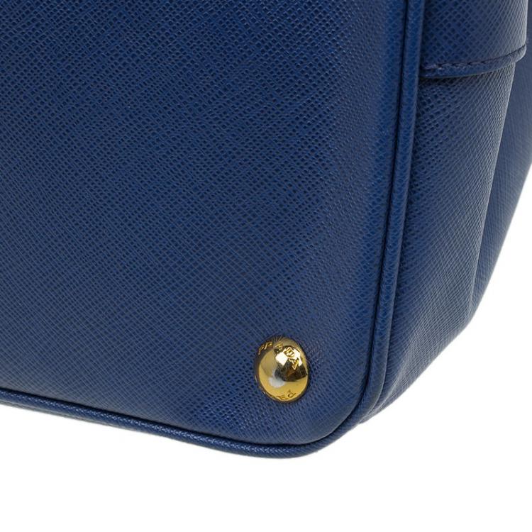 Pre Owned Prada Blue Saffiano Lux Leather Large Tote