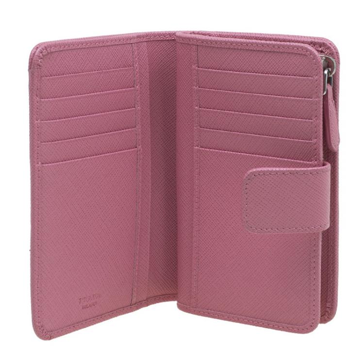 Prada Pink Saffiano Metal Leather Zippy Wallet Prada | The Luxury Closet