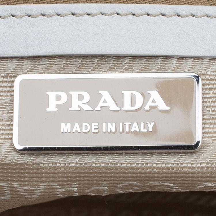 Pre Owned Prada Beige/White Nylon and Leather Satchel