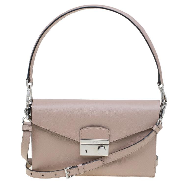 Prada Beige Saffiano Lux Leather Mini Sound Flap Bag Prada | The Luxury ...