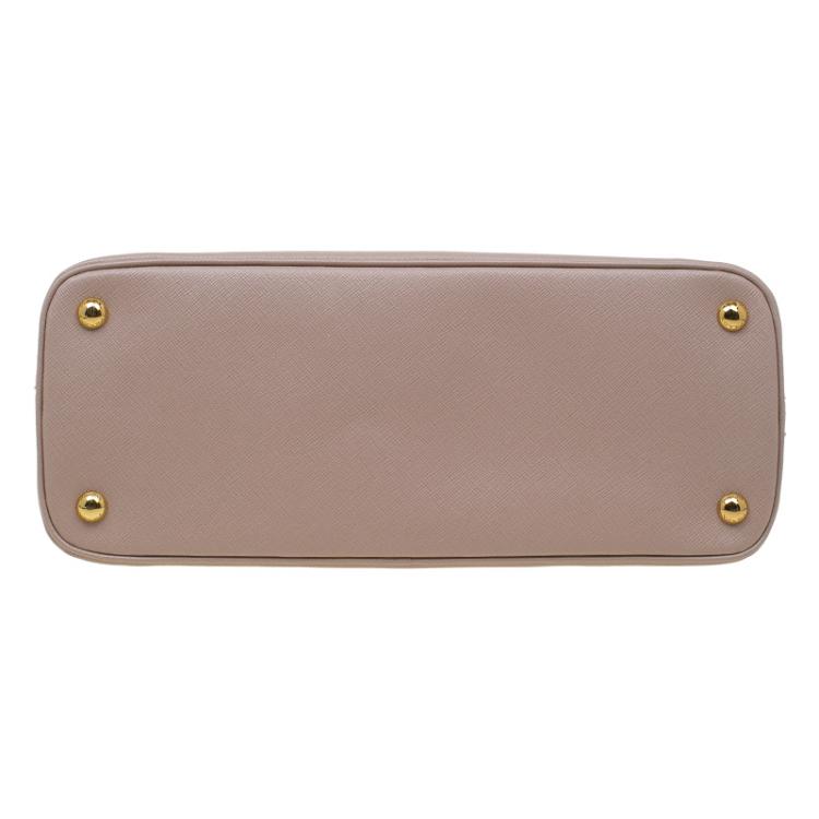 Pre Owned Prada Nude Saffiano Lux Leather Medium Promenade Top Handle Bag