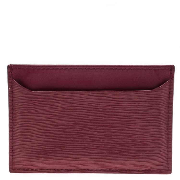 Pre Owned Prada Dark Pink Leather Card Holder