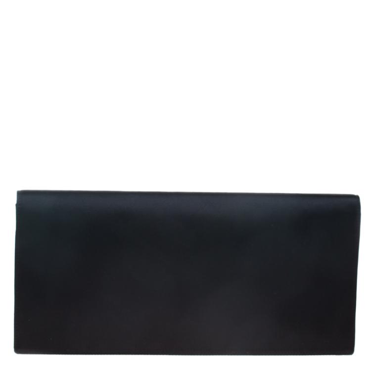 Pre Owned Prada Black Satin Oversize Clutch