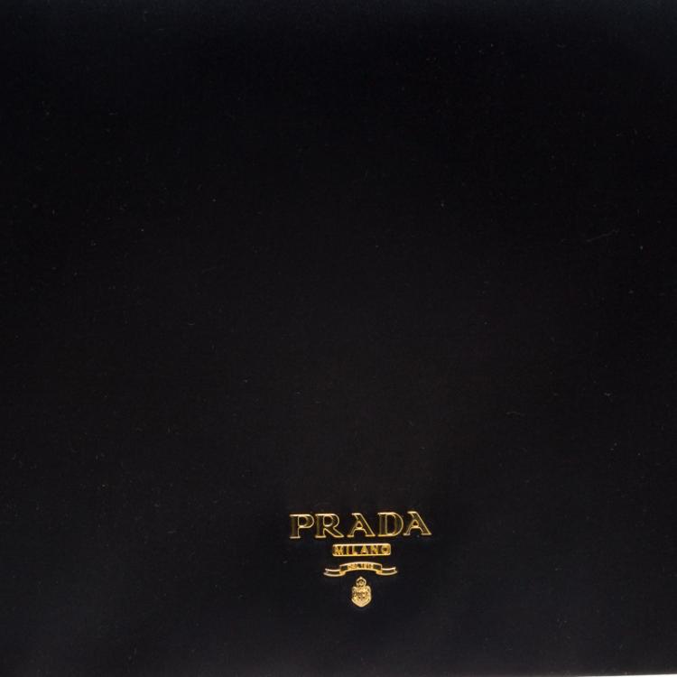 Pre Owned Prada Black Satin Oversize Clutch