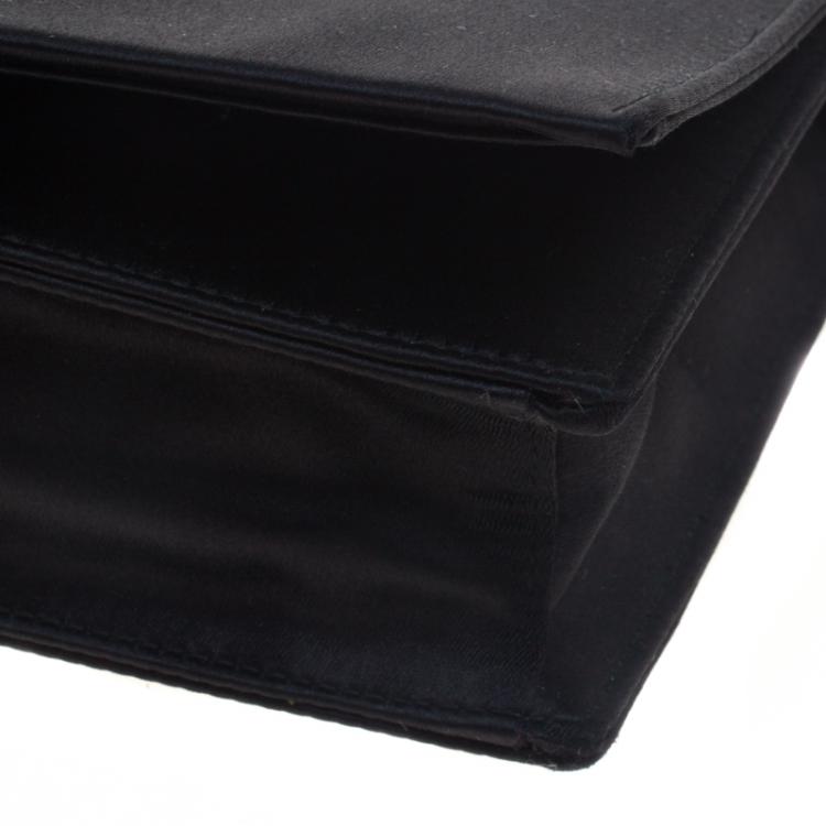 Pre Owned Prada Black Satin Oversize Clutch