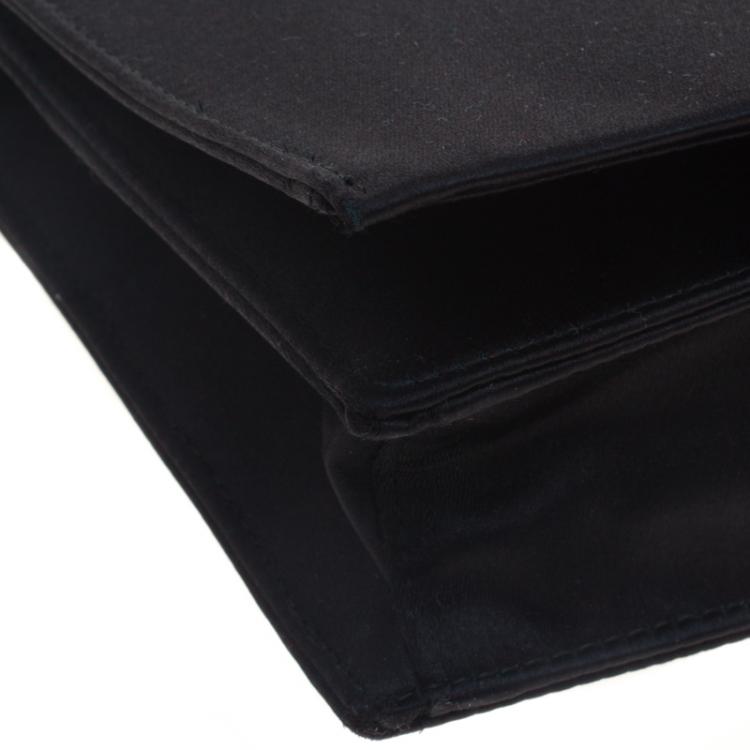Pre Owned Prada Black Satin Oversize Clutch