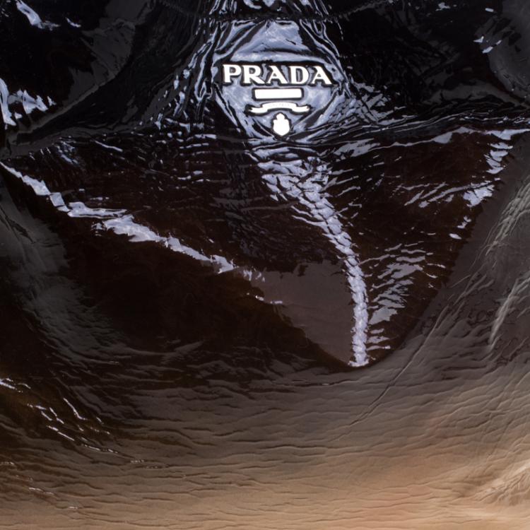 Pre Owned Prada Brown Ombre Patent Leather Hobo