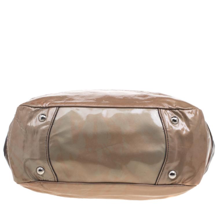 Pre Owned Prada Brown Ombre Patent Leather Hobo