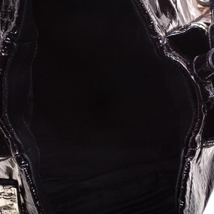 Pre Owned Prada Brown Ombre Patent Leather Hobo