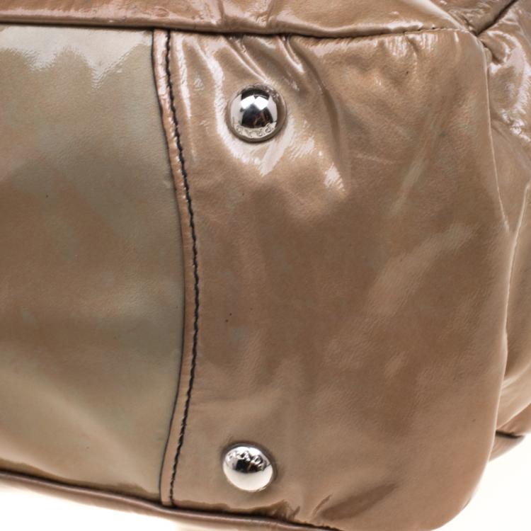 Pre Owned Prada Brown Ombre Patent Leather Hobo