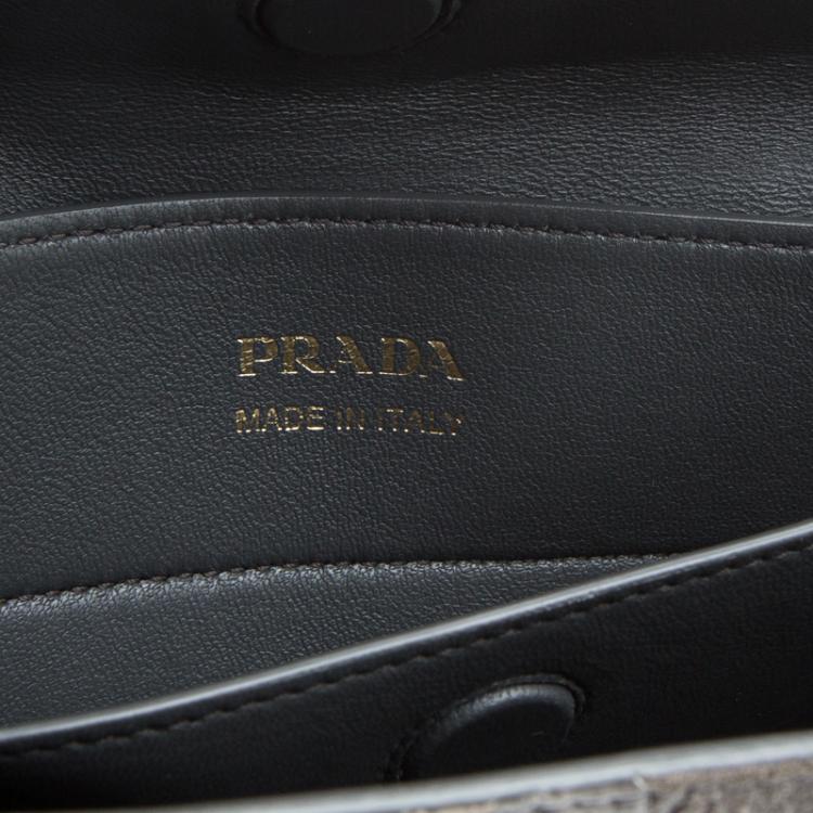 Pre Owned Prada Grey Exotic Skin and Leather Patchwork Double Handle Tote
