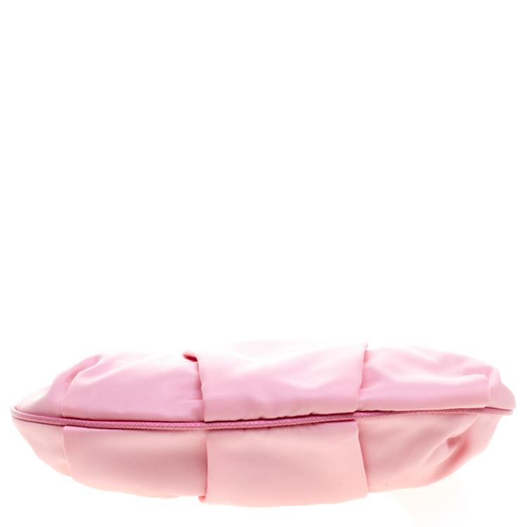 Pre Owned Prada Blush Pink Nylon Wristlet Clutch