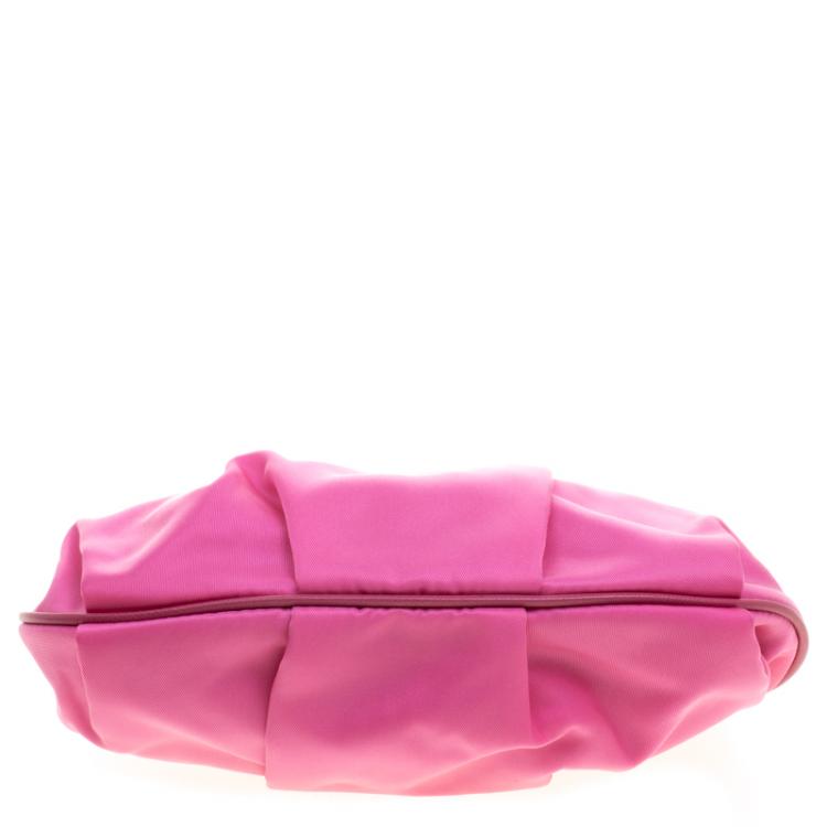 Pre Owned Prada Pink Nylon Wristlet Clutch