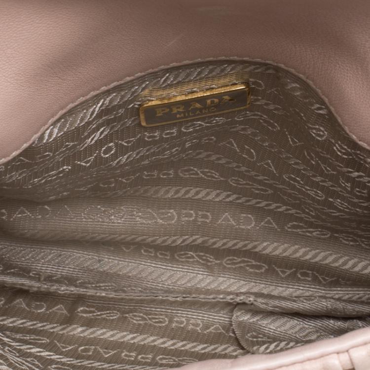 Pre Owned Prada Beige Leather Gaufre Wristlet Clutch