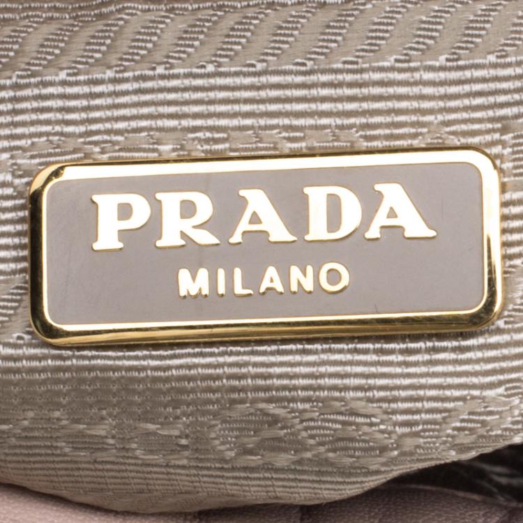 Pre Owned Prada Beige Leather Gaufre Wristlet Clutch