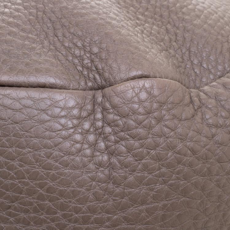 Pre Owned Prada Grey Pebbled Leather Hobo