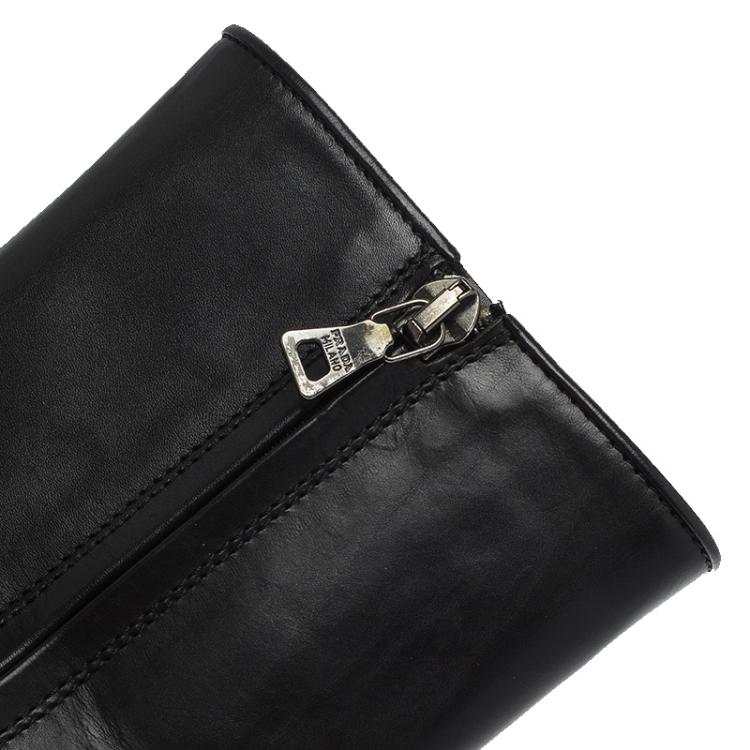 Pre Owned Prada Black Leather Platform Ankle Boots Size 35.5