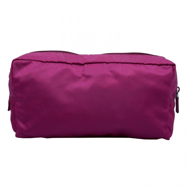 Pre Owned Prada Pink Nylon Vela Cosmetic Pouch