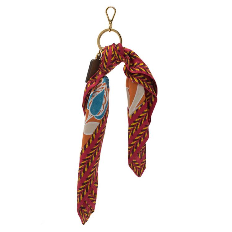 Pre Owned Prada Multicolor Printed Scarf Bag Charm