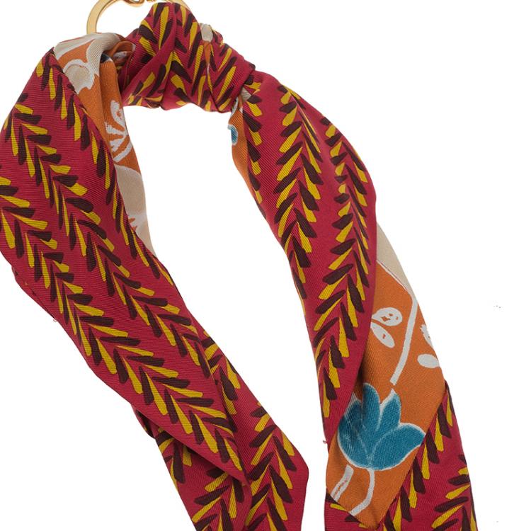 Pre Owned Prada Multicolor Printed Scarf Bag Charm