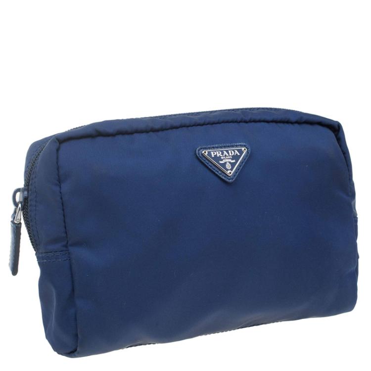 Pre Owned Prada Royal Blue Vela Necessary Beauty Pouch 