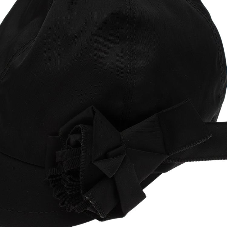 Pre Owned Prada Black Nylon Baseball Cap Size M